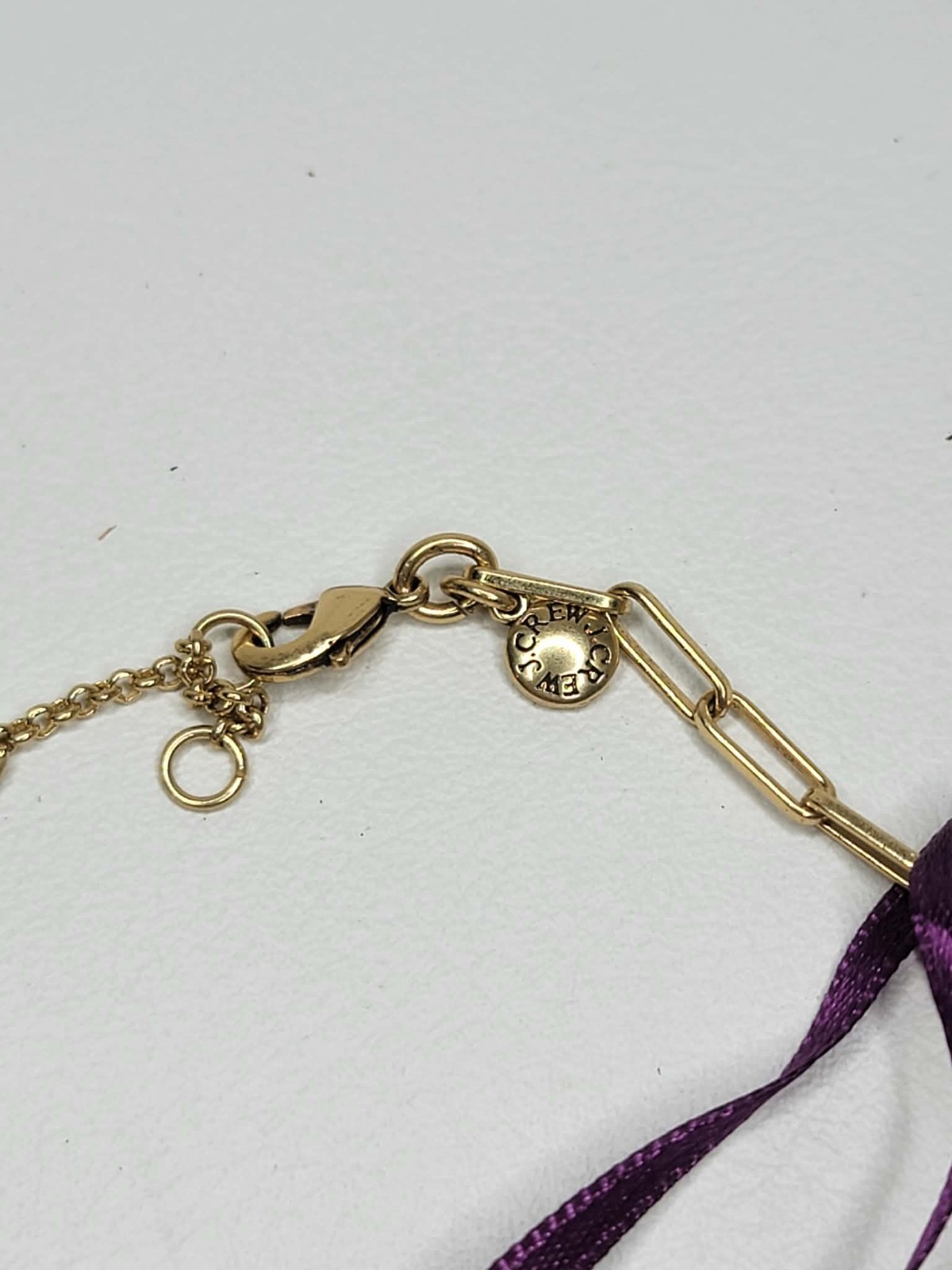 J.CREW 28″ Liberty Fabric White Floral Print Gold Color Chain Necklace