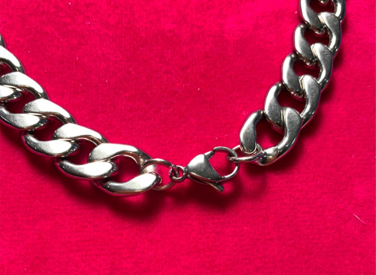 42 INCH MENS 12 MM STAINLESS STEEL SILVER PLATED CUBAN CURB CHAIN- USA SELLER