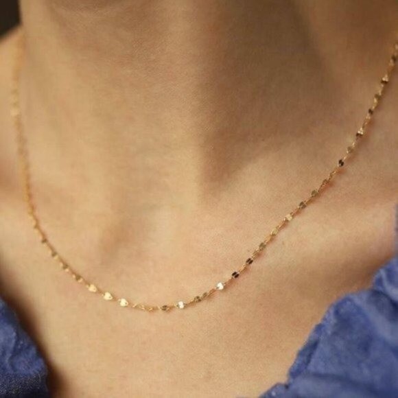 Minimalist Gold Sparkle Chain Necklace Waterproof Everyday Jewelry Non-tarnish