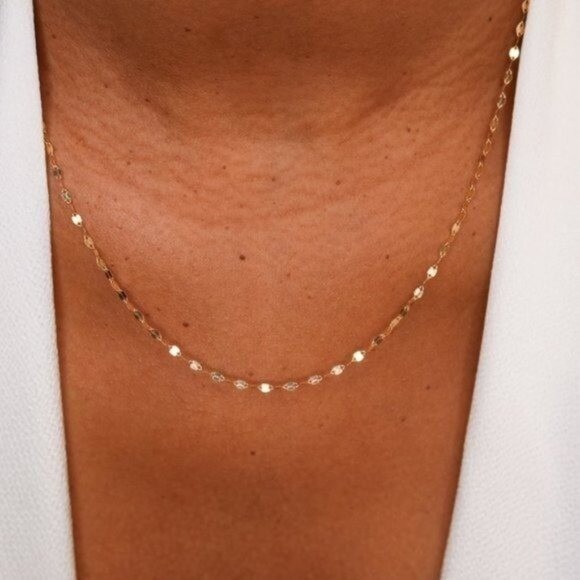 Minimalist Gold Sparkle Chain Necklace Waterproof Everyday Jewelry Non-tarnish