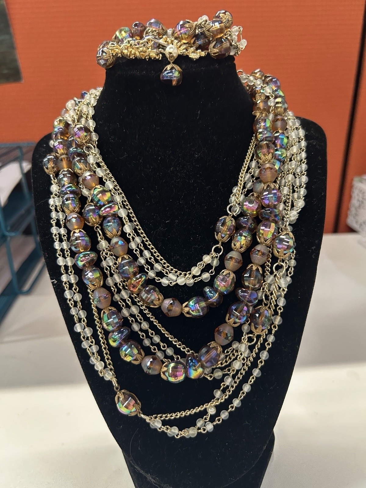 Hobe Stunning multi strand necklace and bracelet set 1960’s