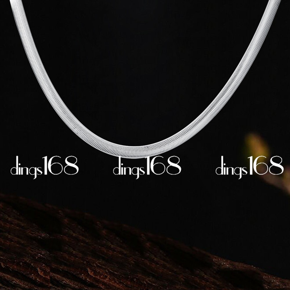 Unisex 18K White Gold Filled 24 inch 3mm Italian Flat Herringbone Chain Necklace