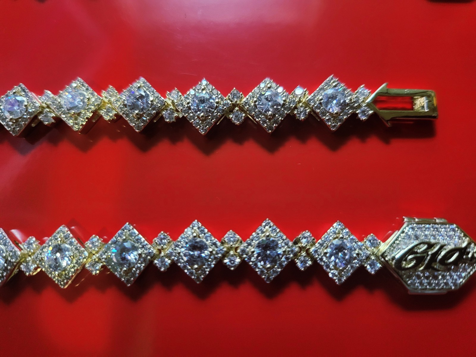 GLD (2) Cloister Link Chain Necklace Gold Metal CZ Clear 18in/20in Box Closure