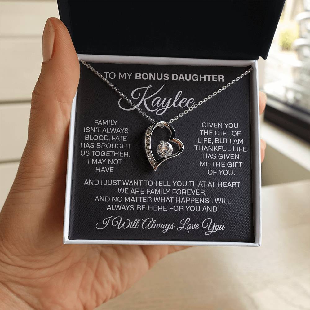 To My Bonus Daughter Forever Love Necklace, Bonus Daughter Jewelry Gift