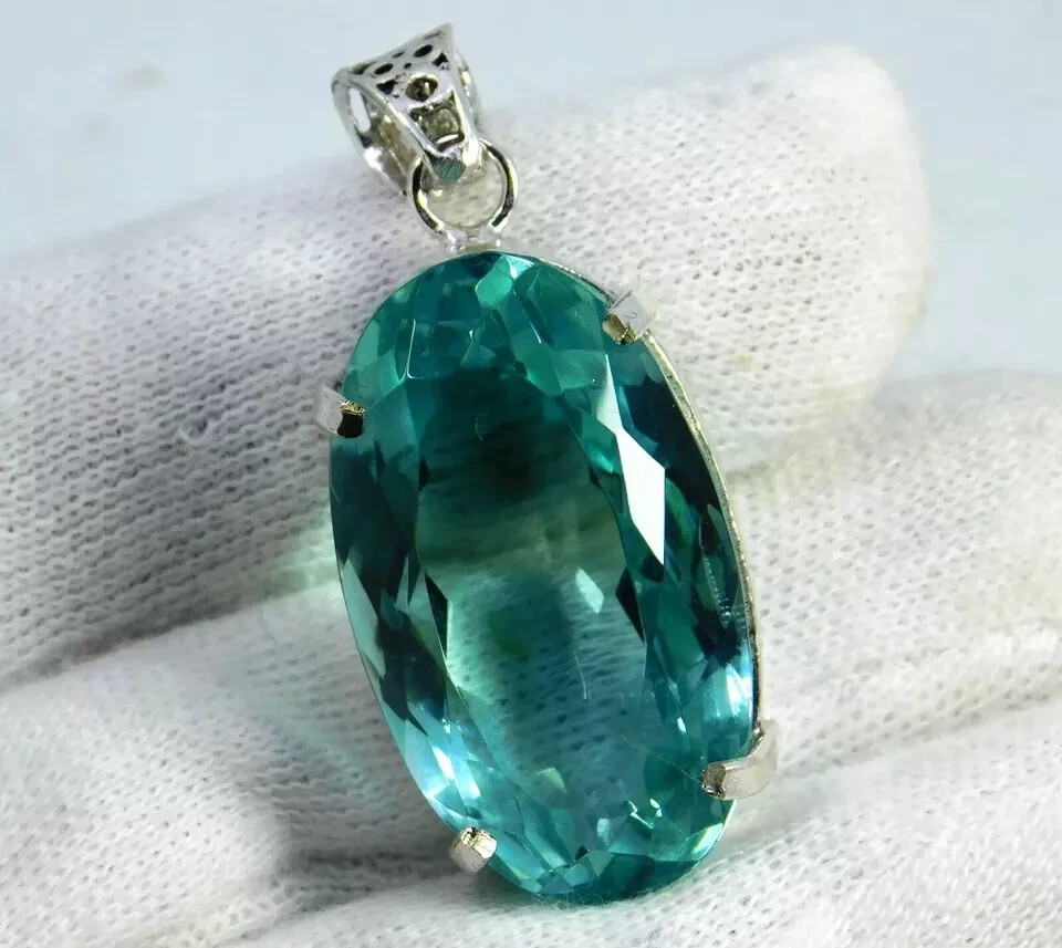 Flawless 94.50 Ct Blue Aqua Topaz Pendant Oval Shape Certified Loose Gemstone