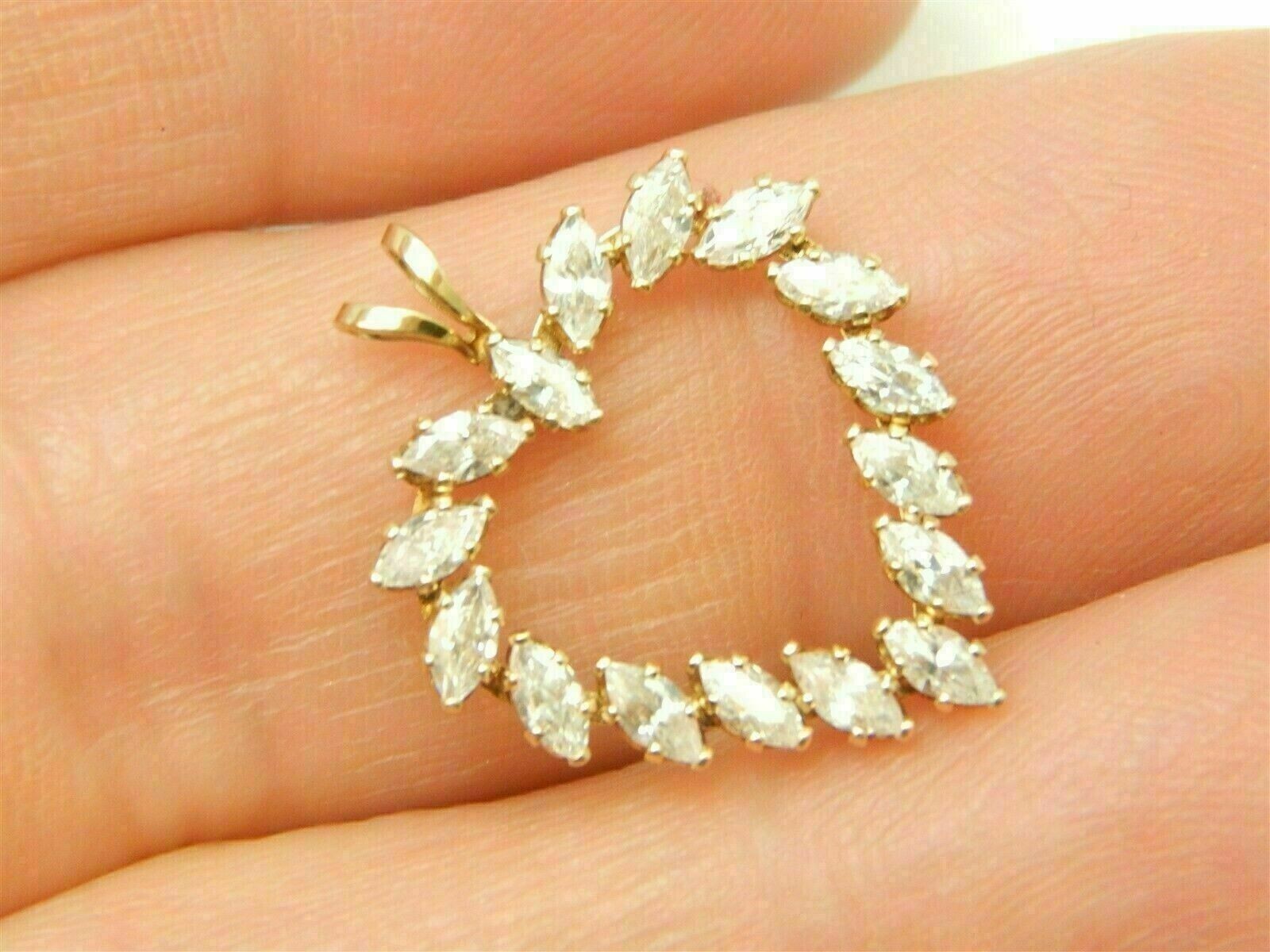 2.00 Ct Marquise Cut Diamond Pendant With Free Chain 14K Yellow Gold Finish