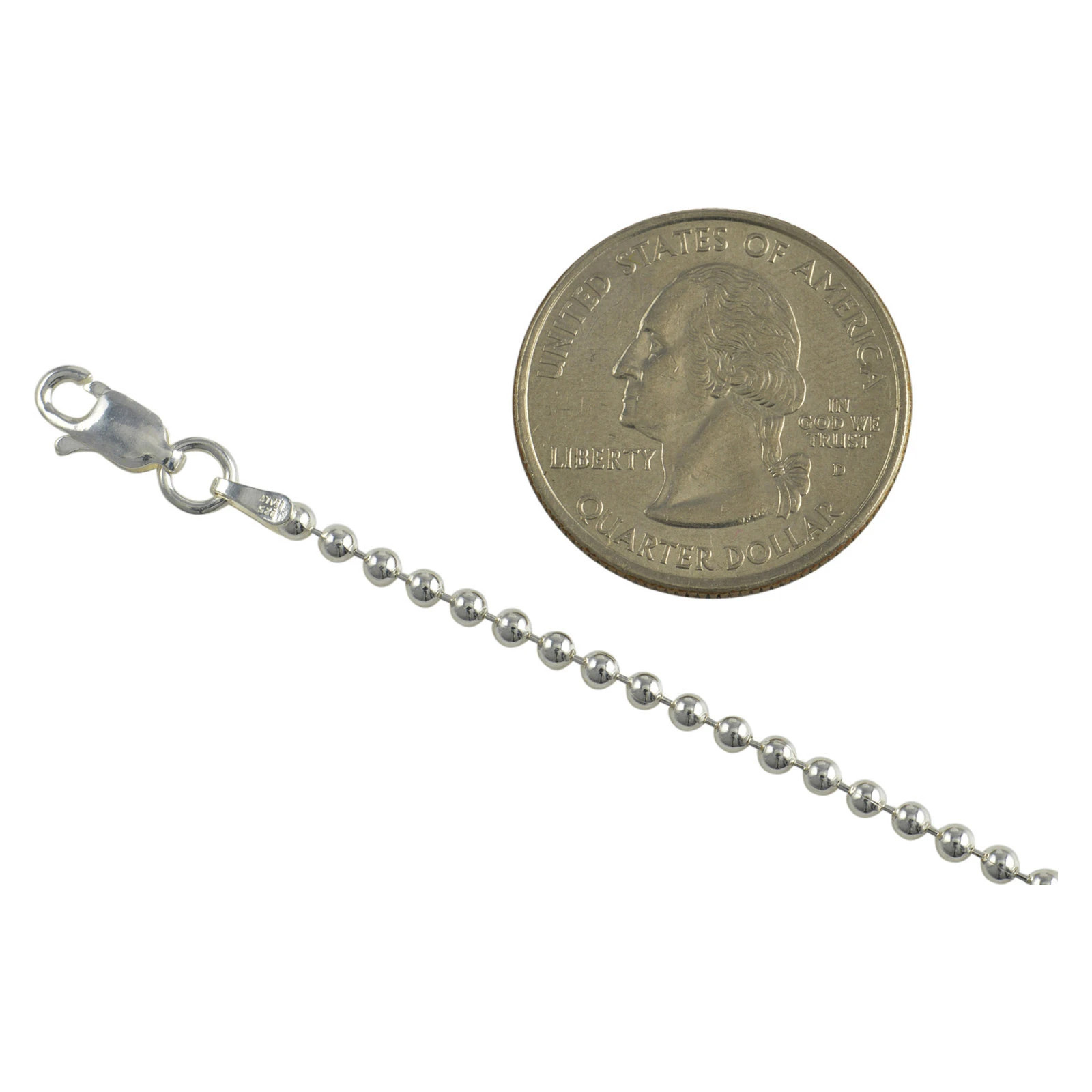 Sterling Silver Round Bead Ball 2.2mm Necklace Chain Dog Tag .925 Jewelry