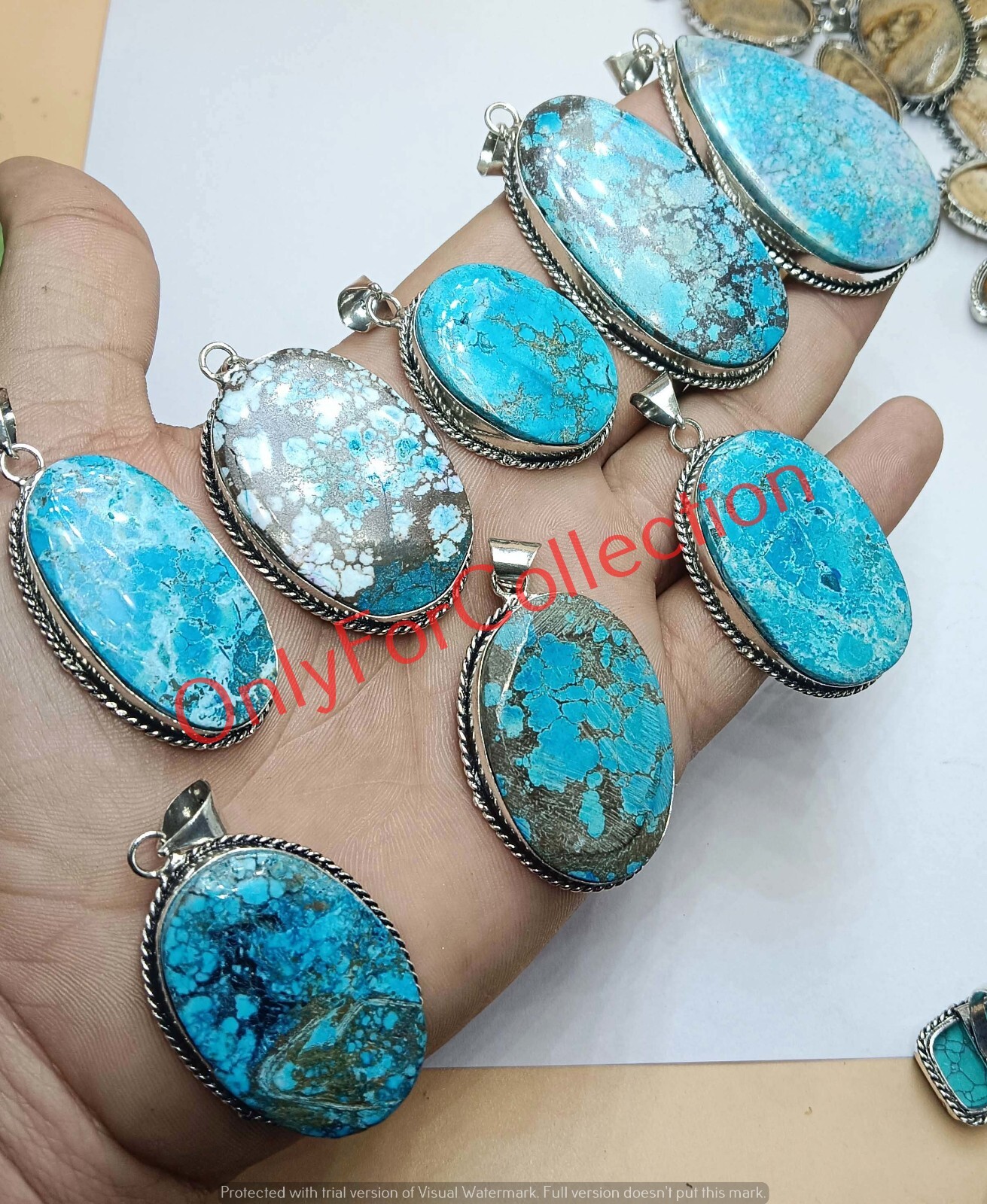 Natural Turquoise Gemstone 925 Sterling Silver Plated Wholesale Pendants Lot