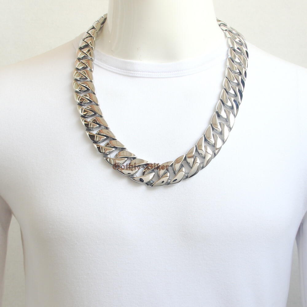 Super Heavy 31mm Men Polished Cuban Curb Chain Stainless Steel Bracelet Necklace