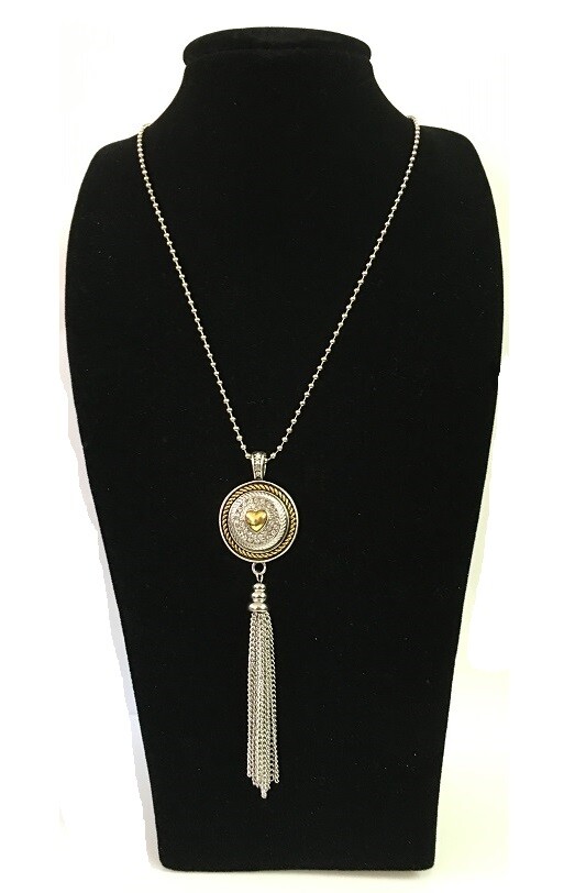 Snap Jewelry Gold Plated Trim Tassel Necklace 32″+3″ fits 18-20mm ginger Charms