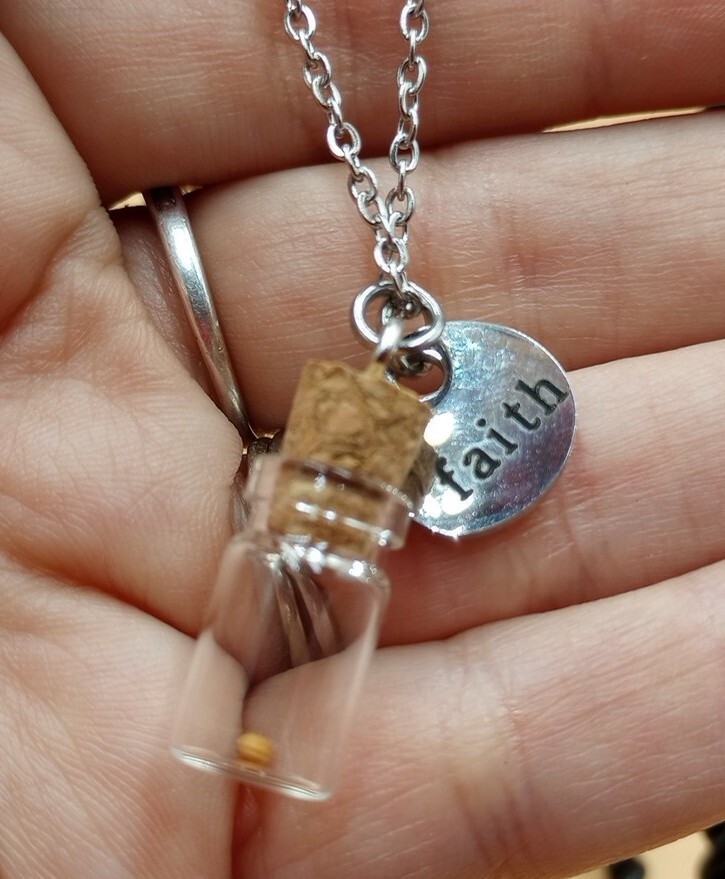Mustard Seed Bottle Charm Necklace Matthew 17:20