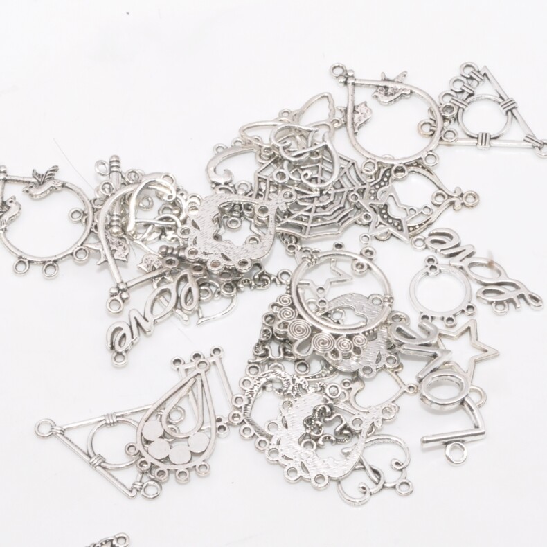 50pcs Tibetan Silver Mixed Charms Beads Pendants necklace earring connector