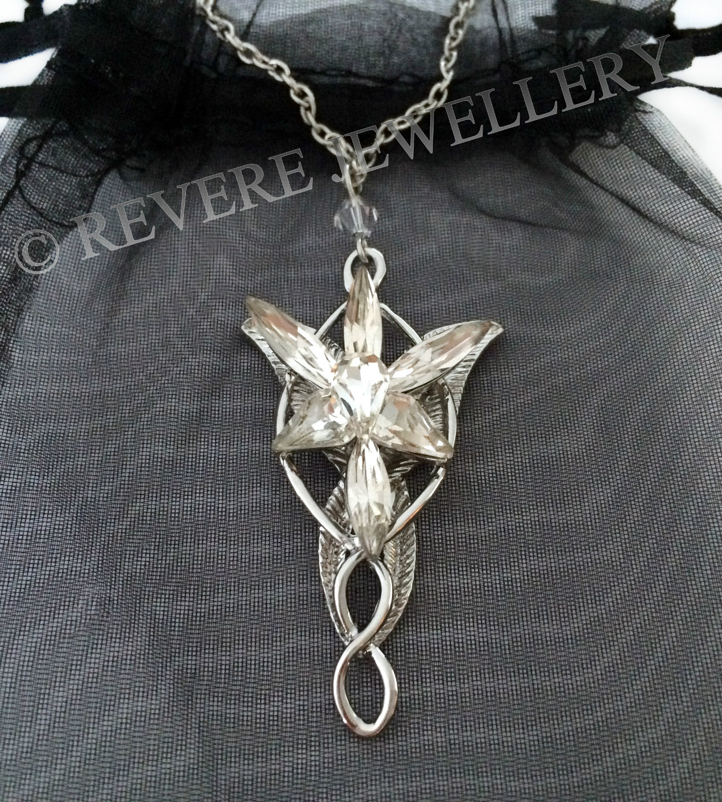 Premium Silver Arwen EVENSTAR Necklace Lord of the Rings Pendant Hobbit LOTR Bag