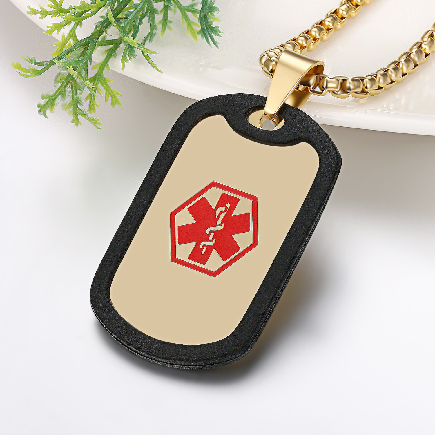 Men Women Medical Alert ID Dog Tag Pendant Chain Necklace Stainless Steel