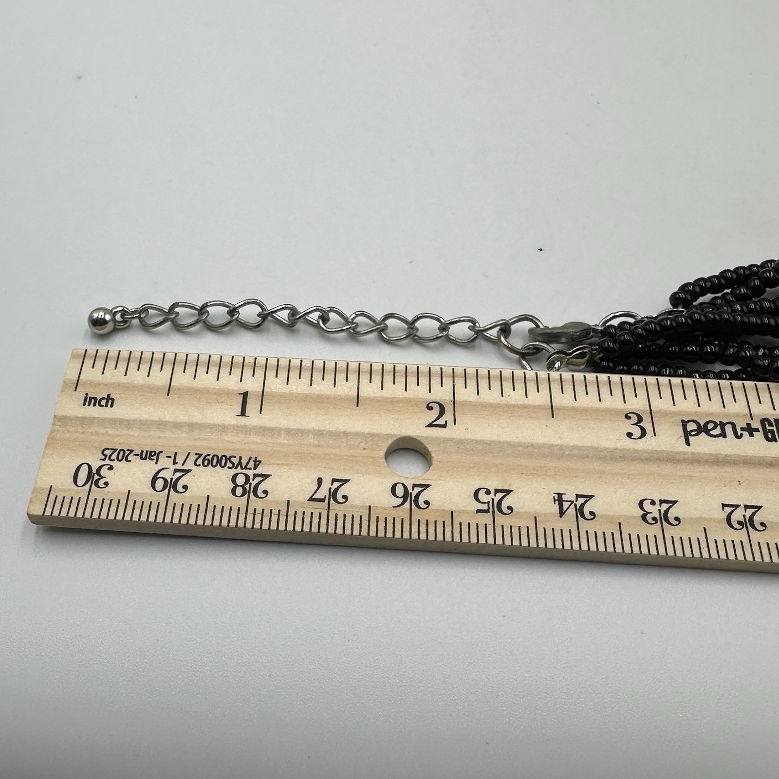 Shell Bead Necklace Multi Strand Black Grey Chunky Layered Jewelry 18 Inch