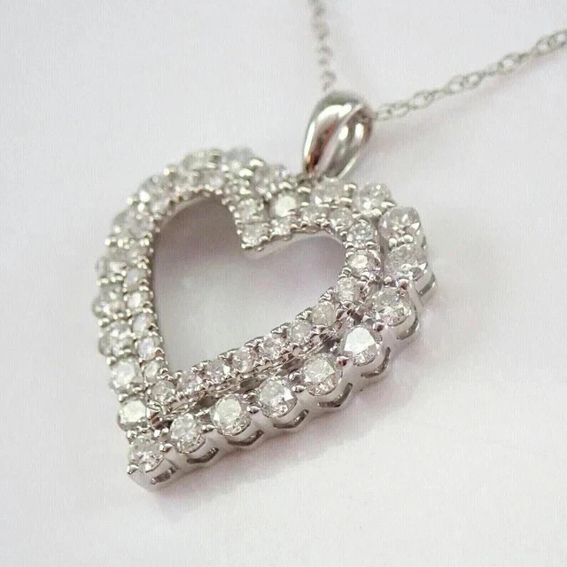 2.00Ct Round Cut Simulated Diamond Women’s Heart Pendant 14K White Gold Plated