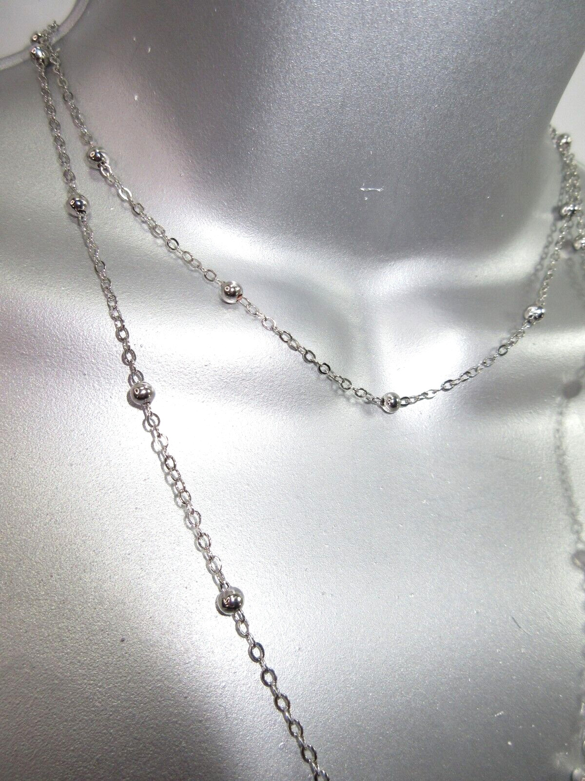 Dainty Lariat Necklace Choker Beaded Station Layered Y Drop Tassel Chain Sparkle