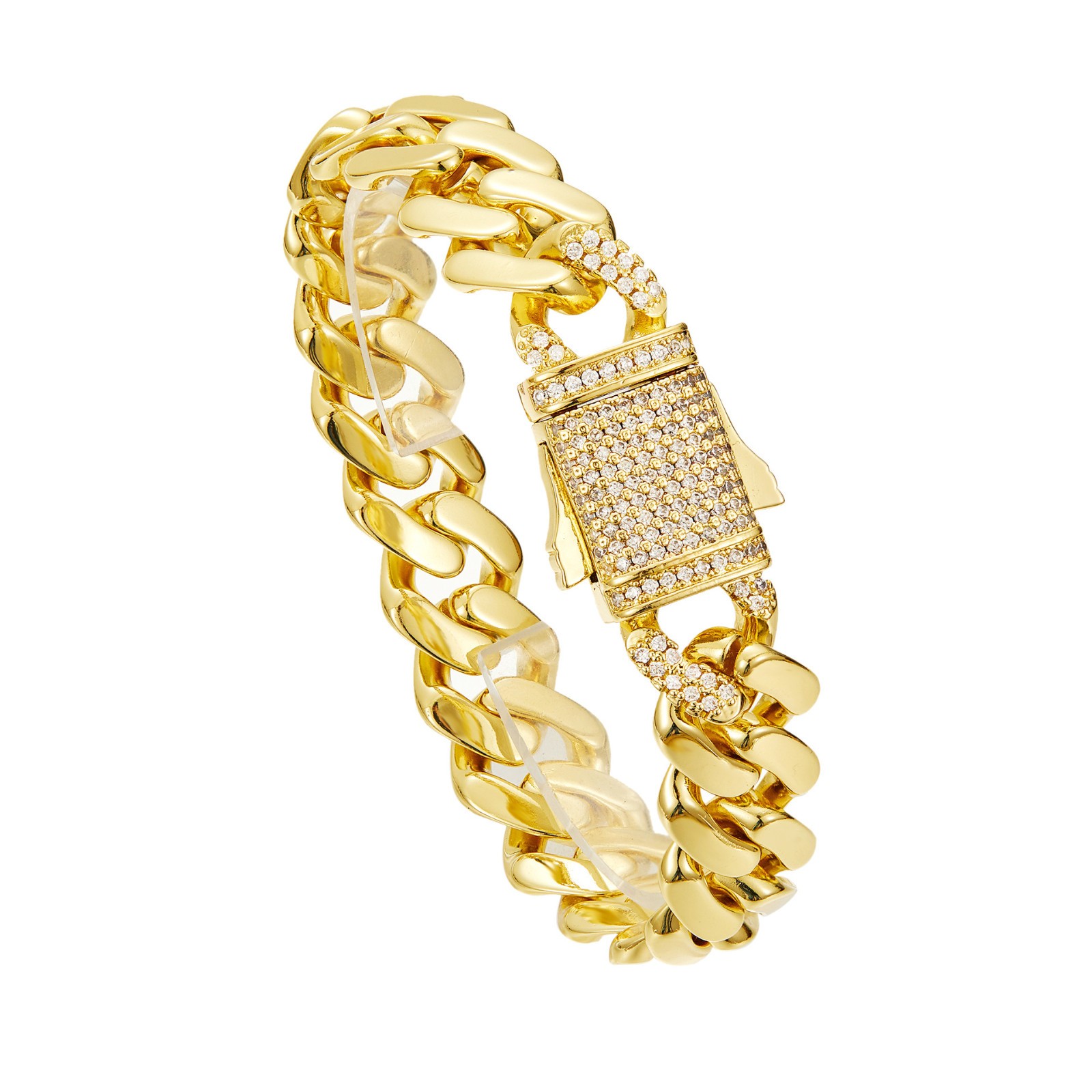 New 14K Gold Miami Cuban Link Chain 6-14mm Women Men CZ Stainless Steel Necklace