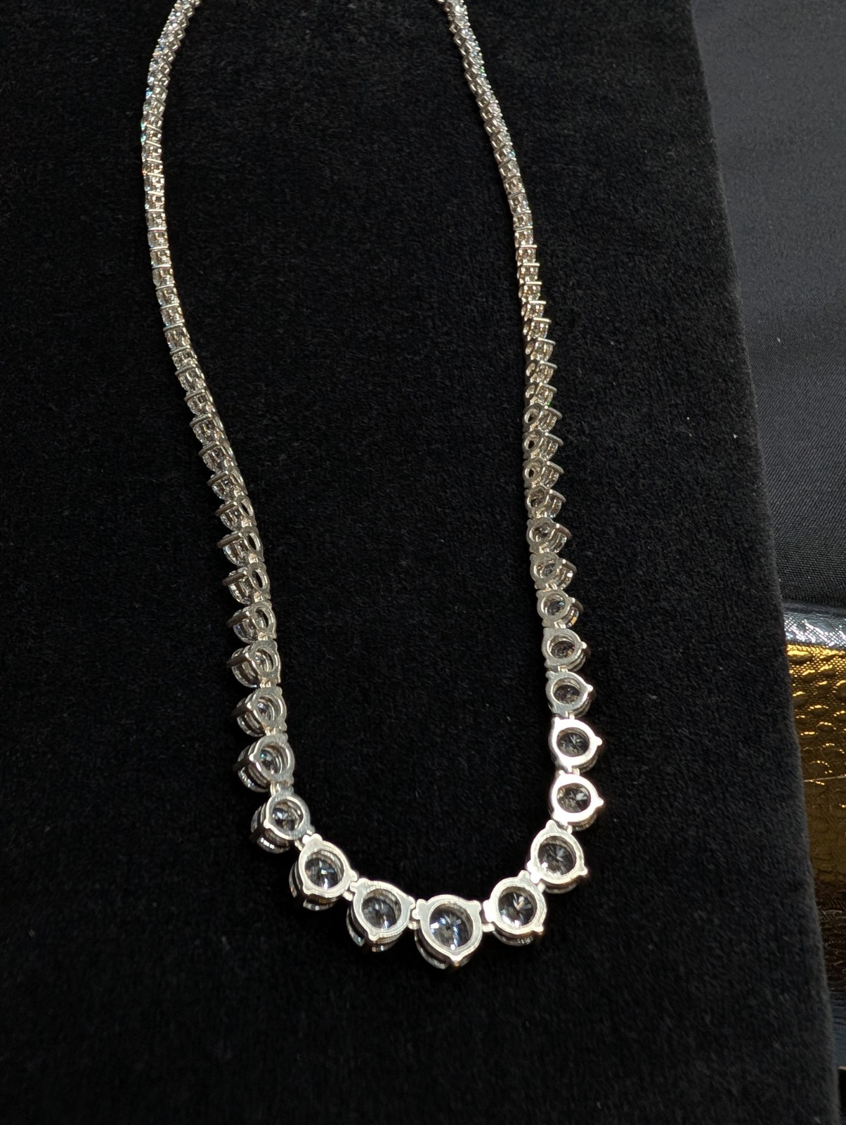 Sterling Silver Cubic Zirconia Graduated Tennis Necklace 17″