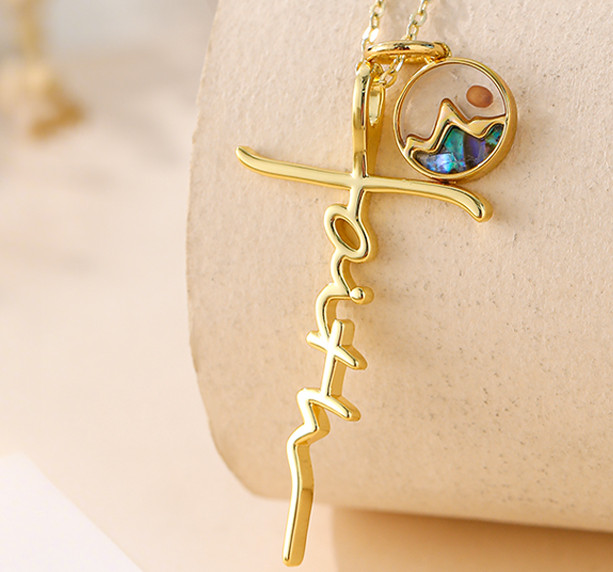 NIB Jiyvy32 Mustard Seed Mountain Faith Gold Tone Necklace 18-20″, Adjustable