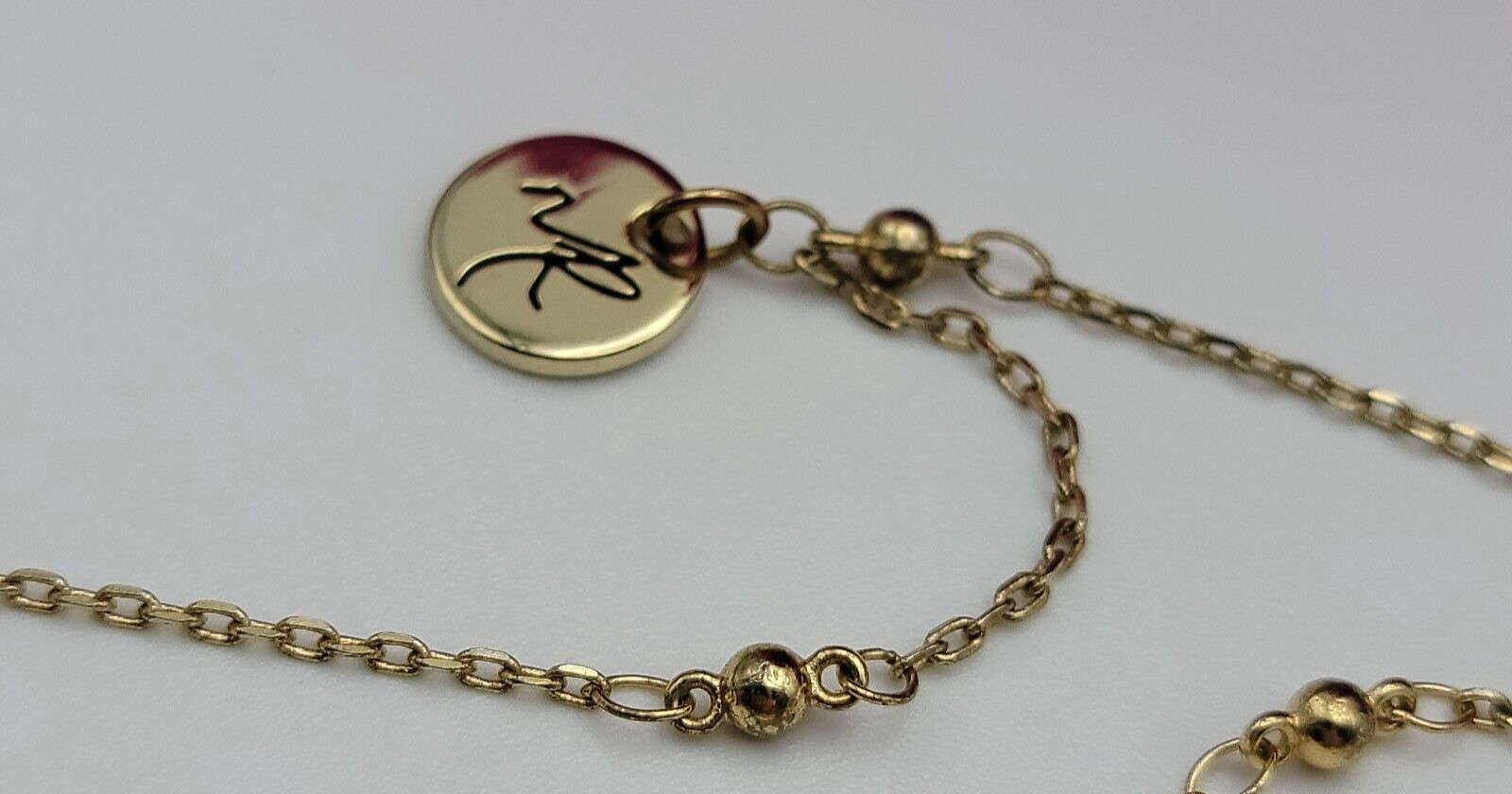 Gold Tone Half Moon Druzy Crystal Necklace 35″ Continuous Strand Signed NR