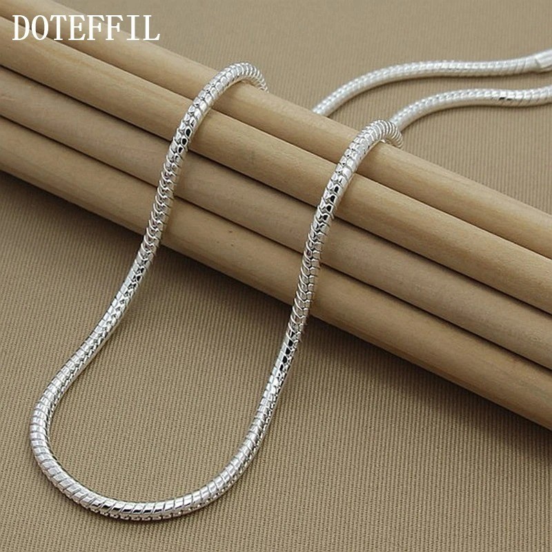 Hot 925 Sterling Silver 3mm Snake Chain Necklace Women Man Party Jewelry