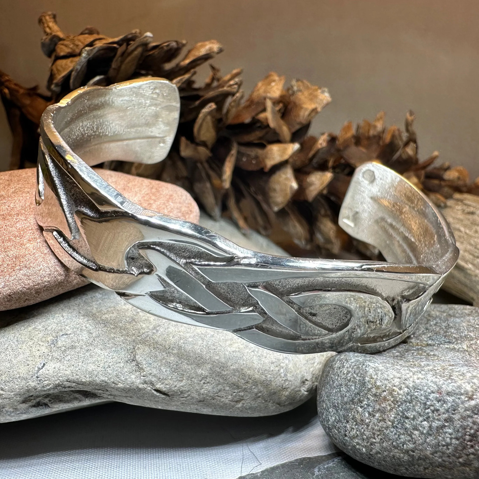 Celtic Cuff Bracelet Irish Scottish Mens Womens Pagan Gift PEWTER