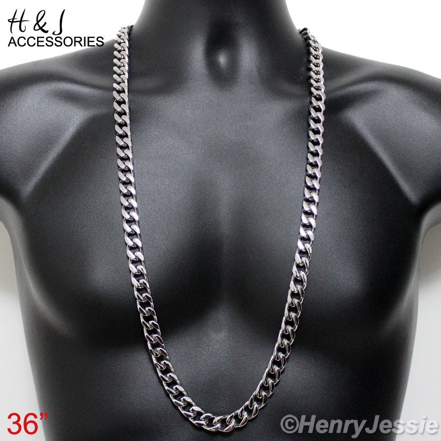 18-40″MEN 316L Stainless Steel WIDE 11mm Silver Cuban Curb Link Chain Necklace