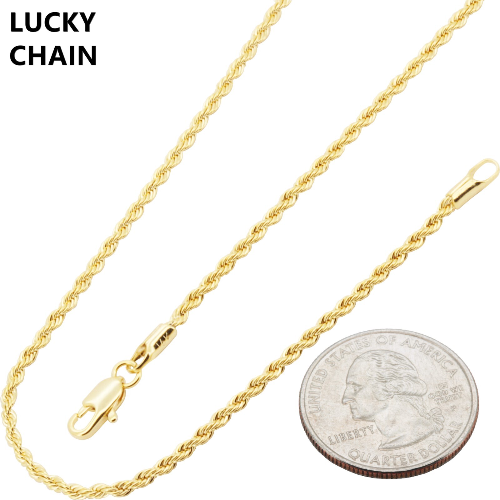 16”18”20”22”24”14K GOLD FILLED ROPE CHAIN NECKLACE 1.5mm 6g-10g H3