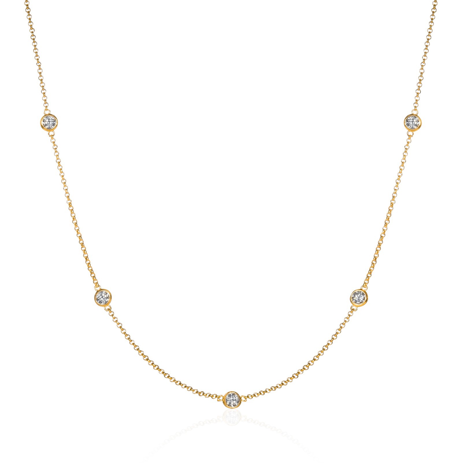 Long Gold Chain Necklace with Stones