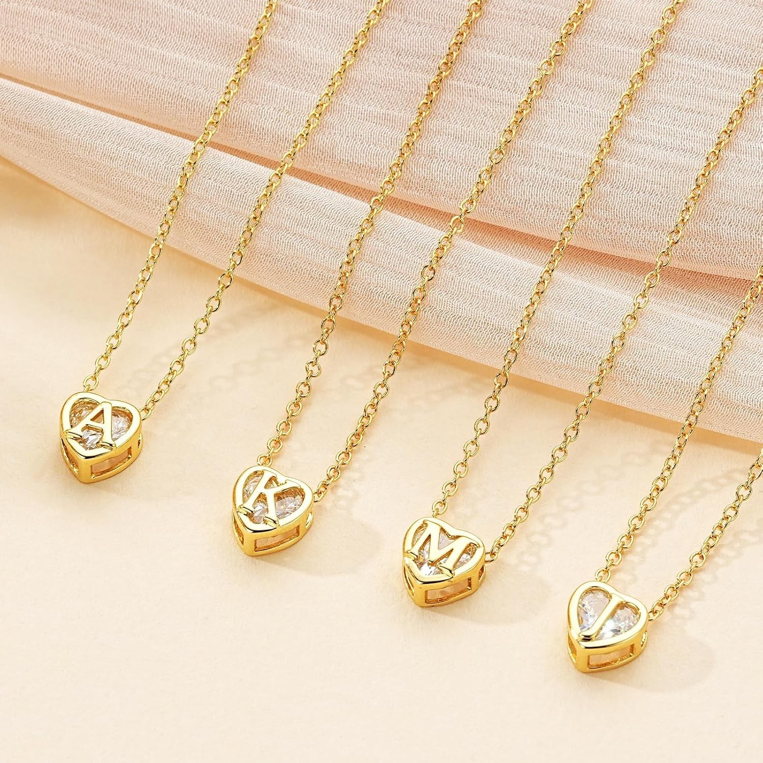 Elegant A-Z Heart Initial Necklace with Cubic Zirconia – Gift-Ready Jewelry