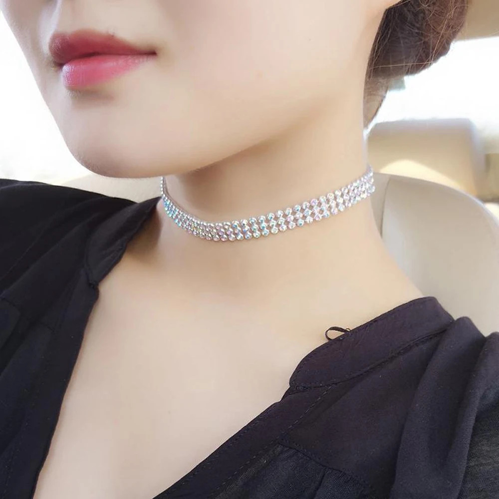 Punk Hip Hop Rhinestone Choker Necklace Women’s Style Collar Jewelry Gift