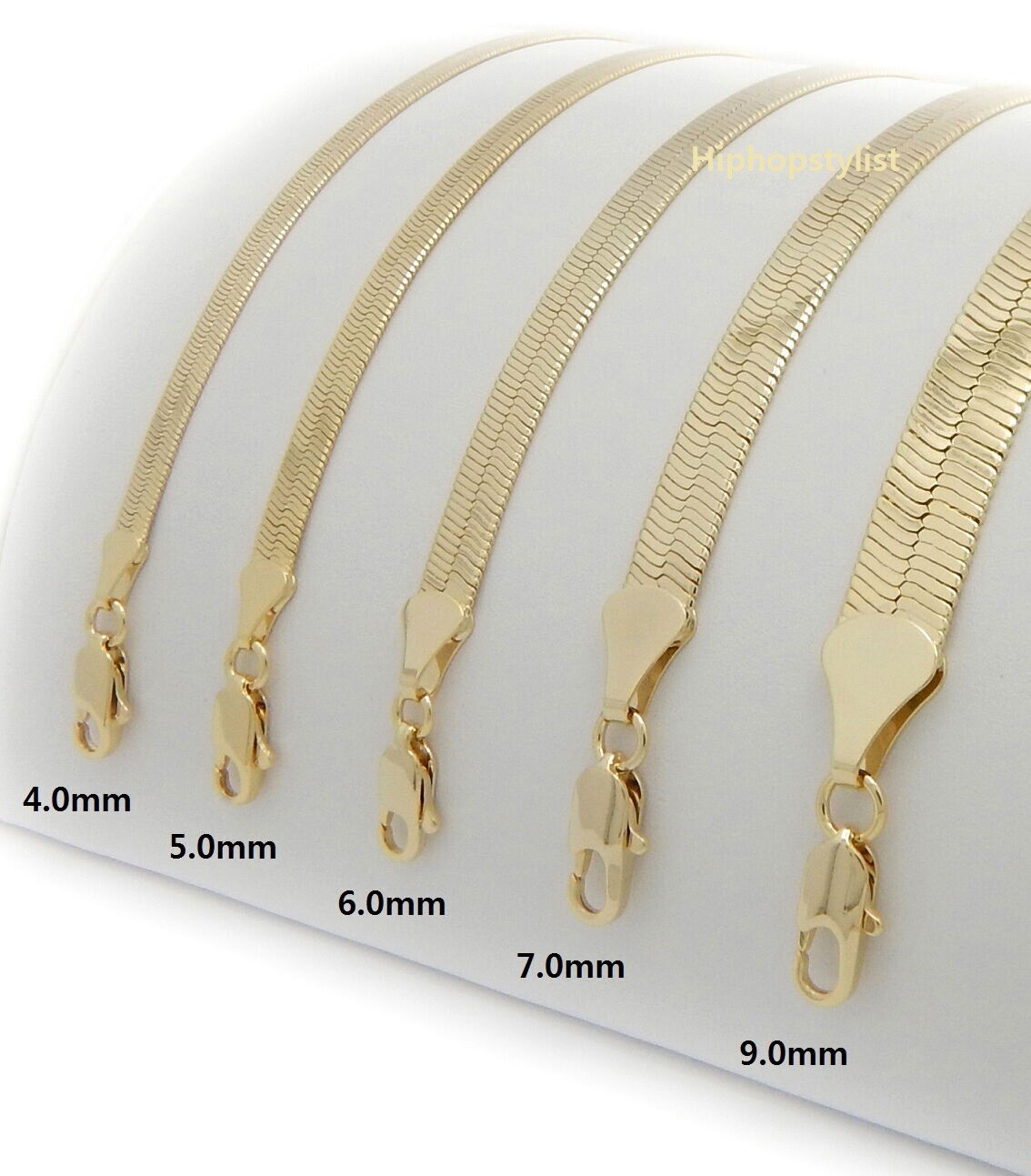 Herringbone Chain 14K Gold Plated 9mm 11mm 14mm 8″ 18″ 20″ 24″ 30″ Necklace