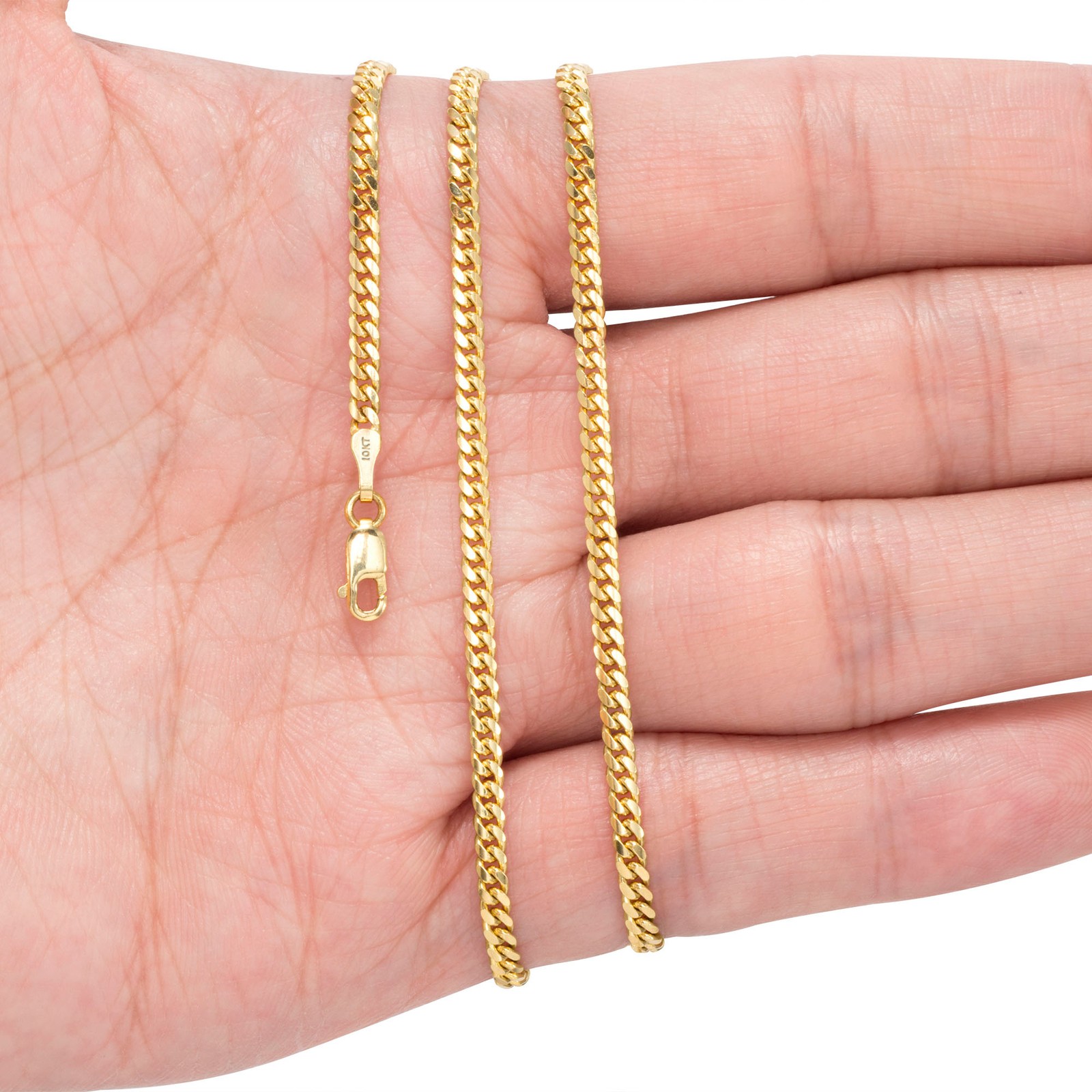 10K Yellow Gold Solid 2.7mm Miami Cuban Link Chain Necklace Lobster Clasp 20″
