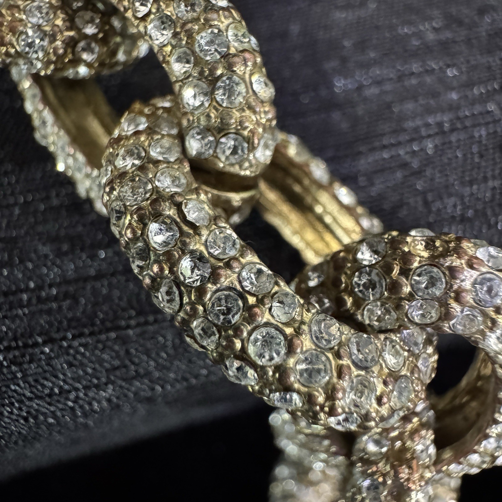 J Crew Pave Chain Necklace in Gold Crystal Rhinestones Pavé Chunky Glam 16-18”