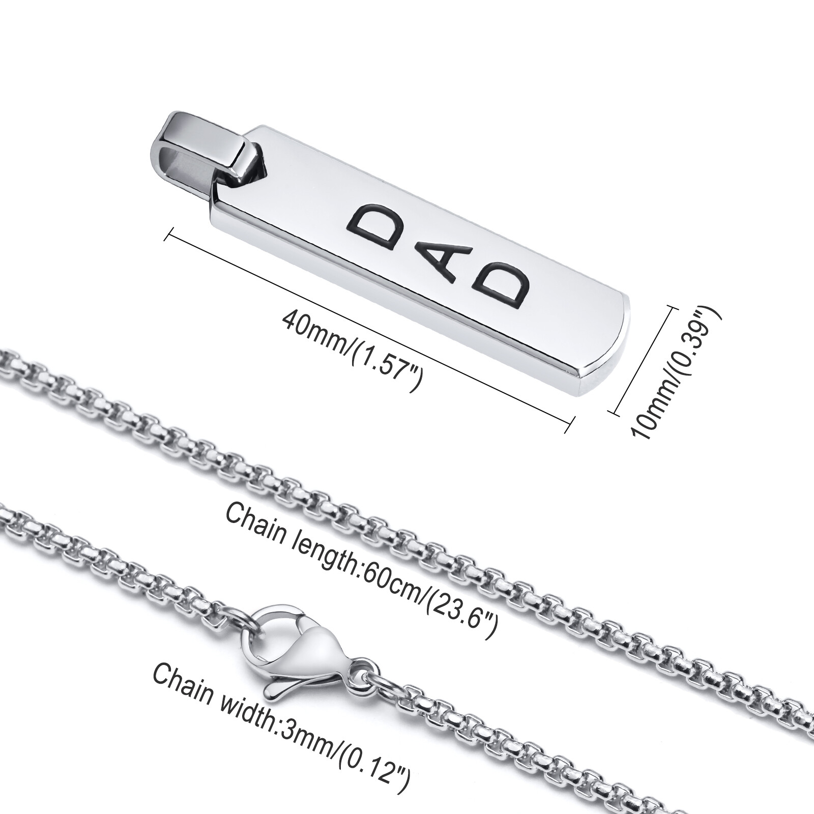 Initial Bar Necklace for Men Personalized A-Z Letters Casual Simple Pendant