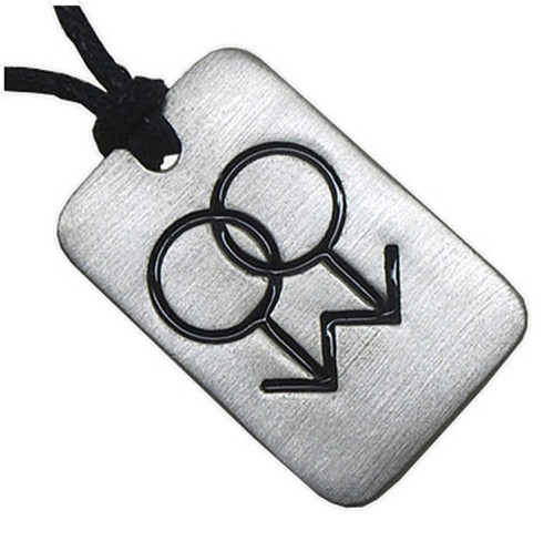 Pride Shack – PEWTER Double Male Symbol Mens Gay Pride Dog Tag Pendant Necklace