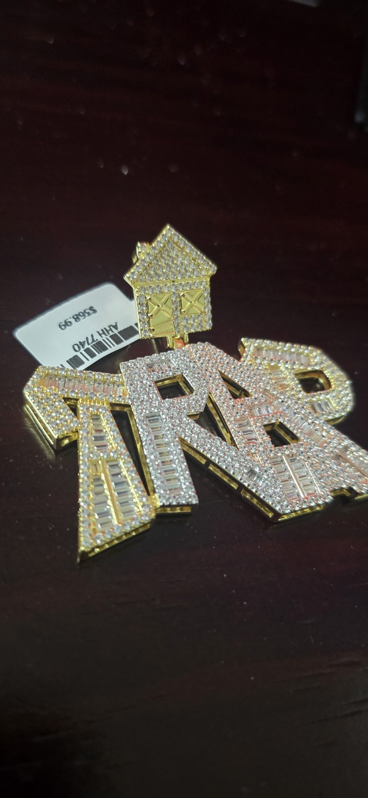 14k Gold Filled TRAP HOUSE Pendant Iced Pavé SIMULATED 5A CZ Baguette Hip Hop