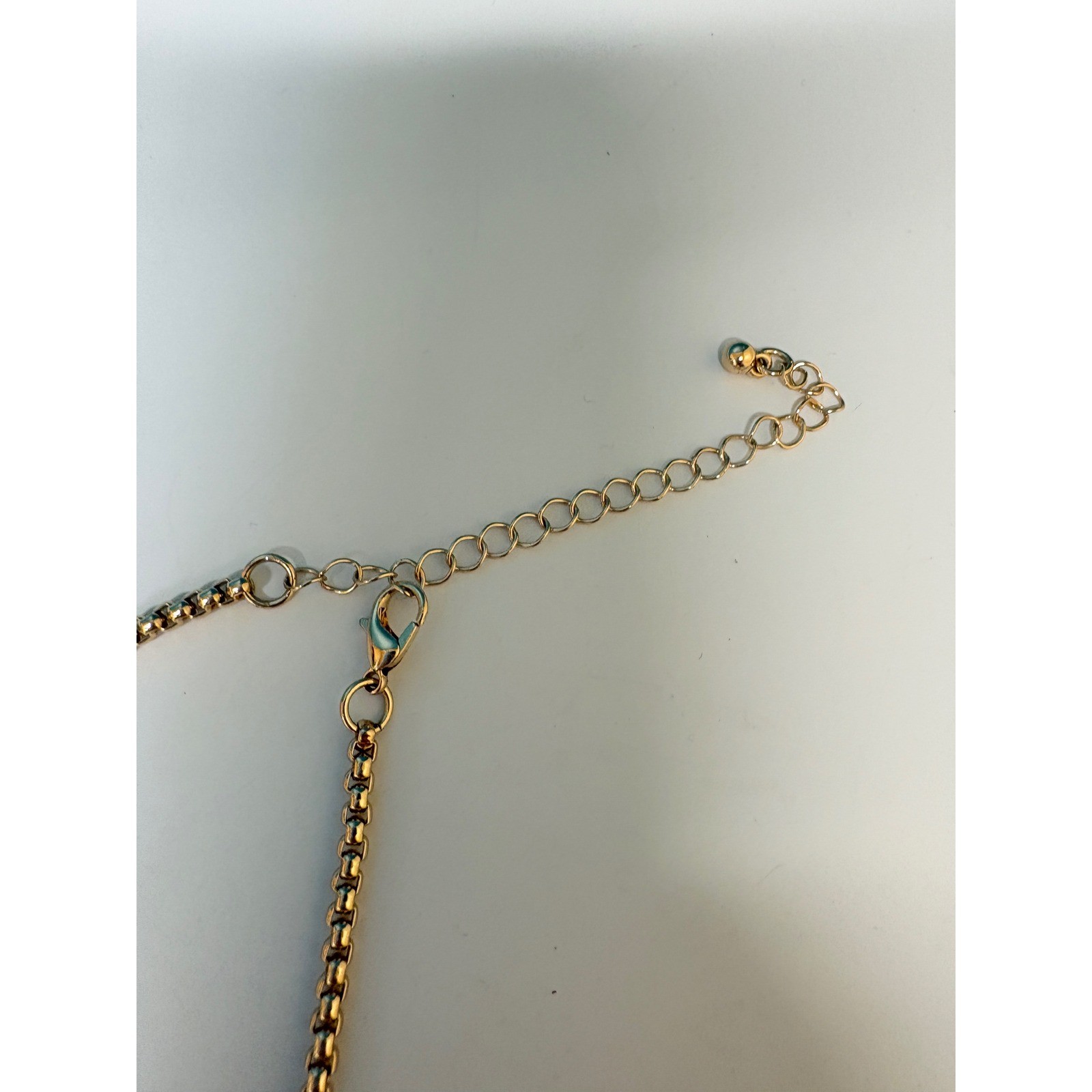 Gold Tone Round Rolo Box Link Chain Necklace Adjustable Lobster Clasp J906