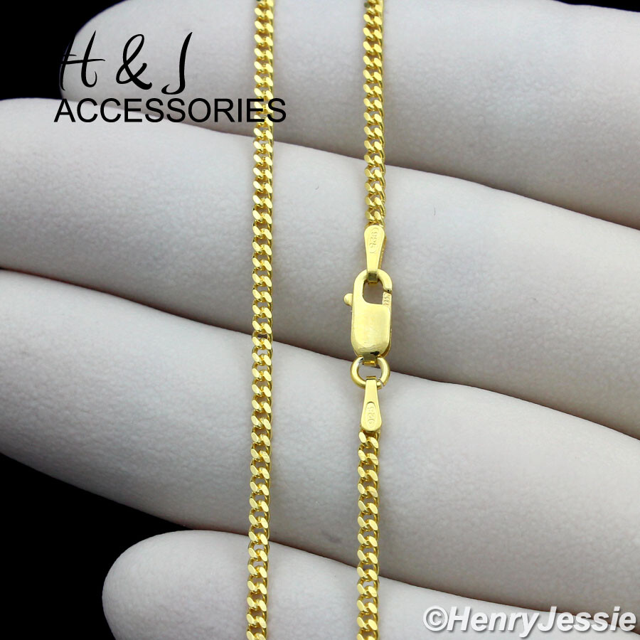 925 STERLING SILVER 16-24″X2MM GOLD PLATED CUBAN CHAIN CZ BABY JESUS PENDANT*244