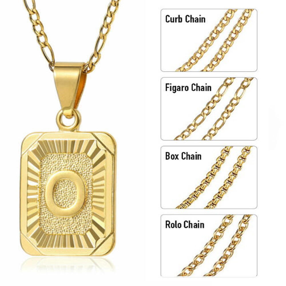 Womens Mens Gold Filled A-Z Pendant Necklace Choker Stainless Steel Multi Chains