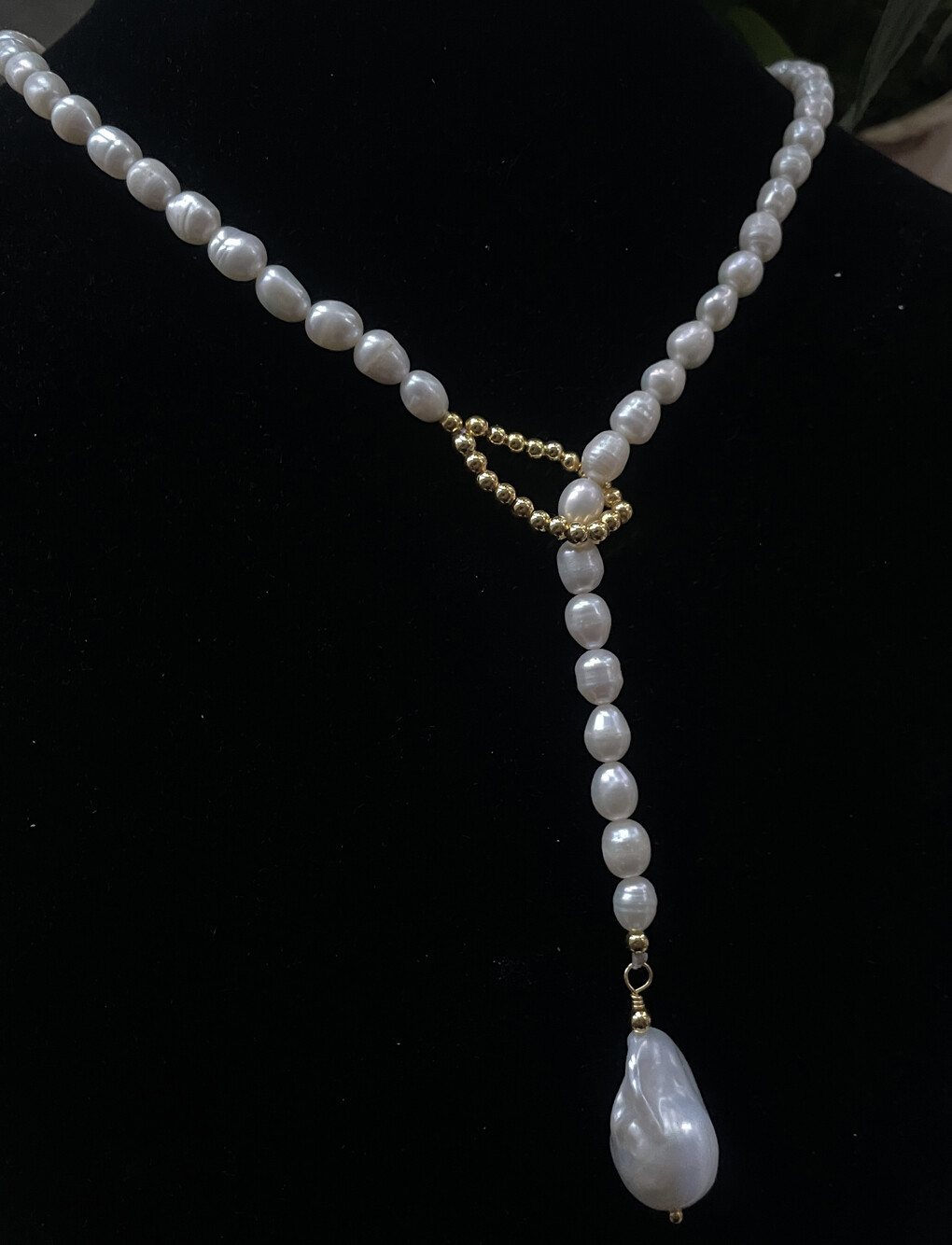 5-6mm Rice /13x18mm White Baroque Pearl Beads Pendant Collarbone Necklace 14-36″