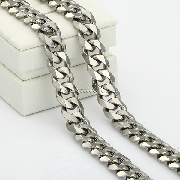Men’s Curb Cuban Chain Necklace Stainless Steel 11mm 18″-36″ Valentine’s Gift