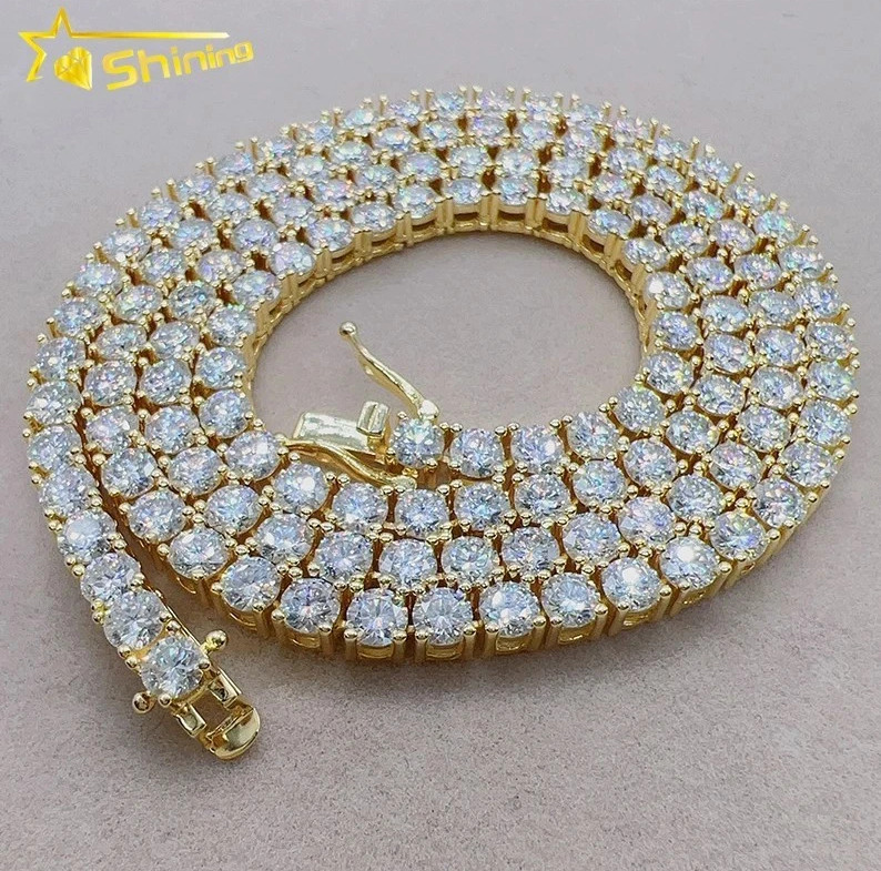 2-6.5mm D Color VVS Moissanite Tennis Chain Necklace Bracelet Gift S925 Silver
