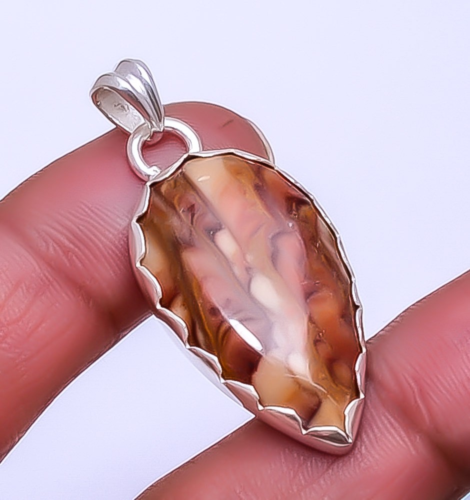 Wave Dolomite – Mexico Gemstone 925 Sterling Silver Pendant 1.64″ P_9359_150_45