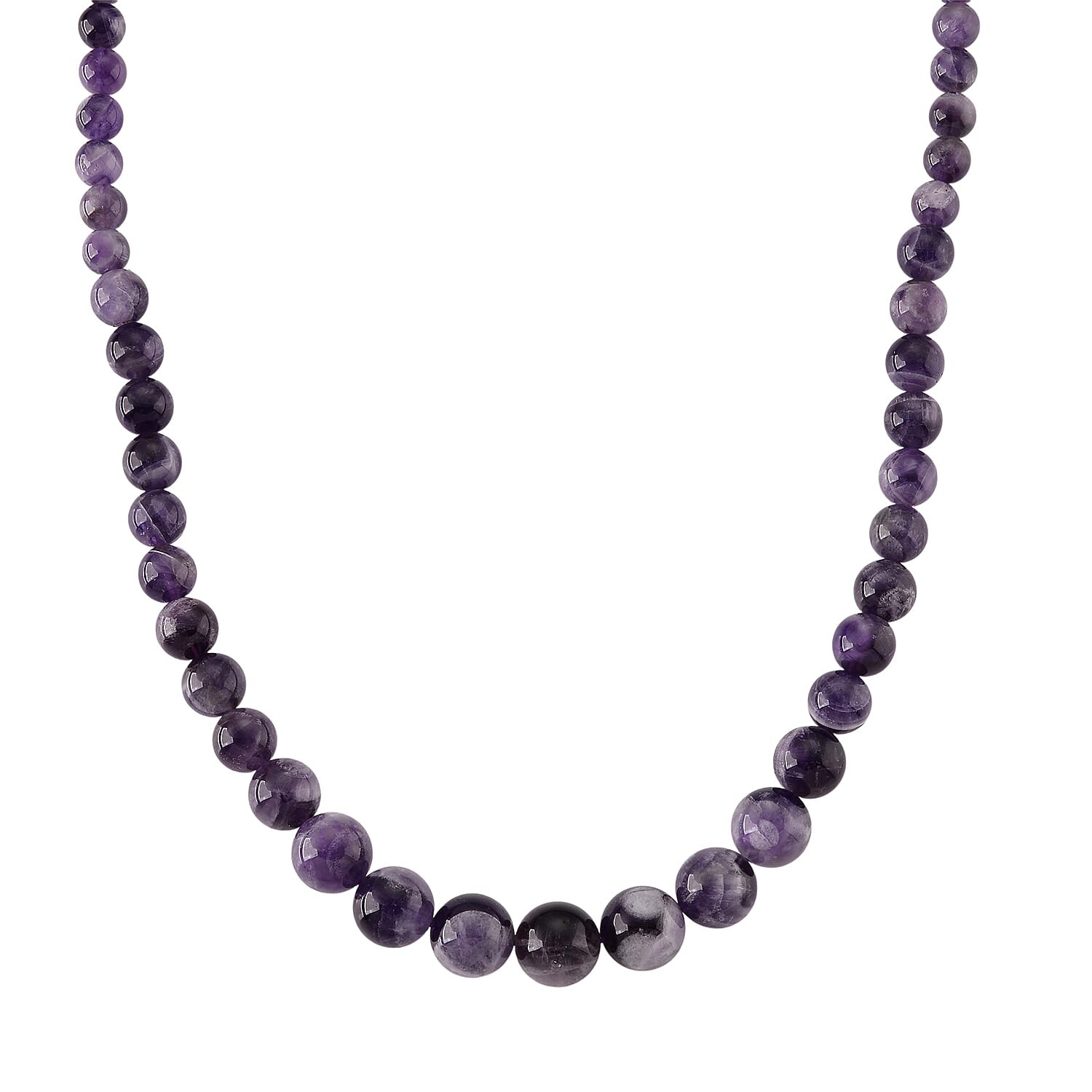 Bi-Color Amethyst 215.00 ctw Beaded Necklace in Rhodium Sterling Silver 20 In