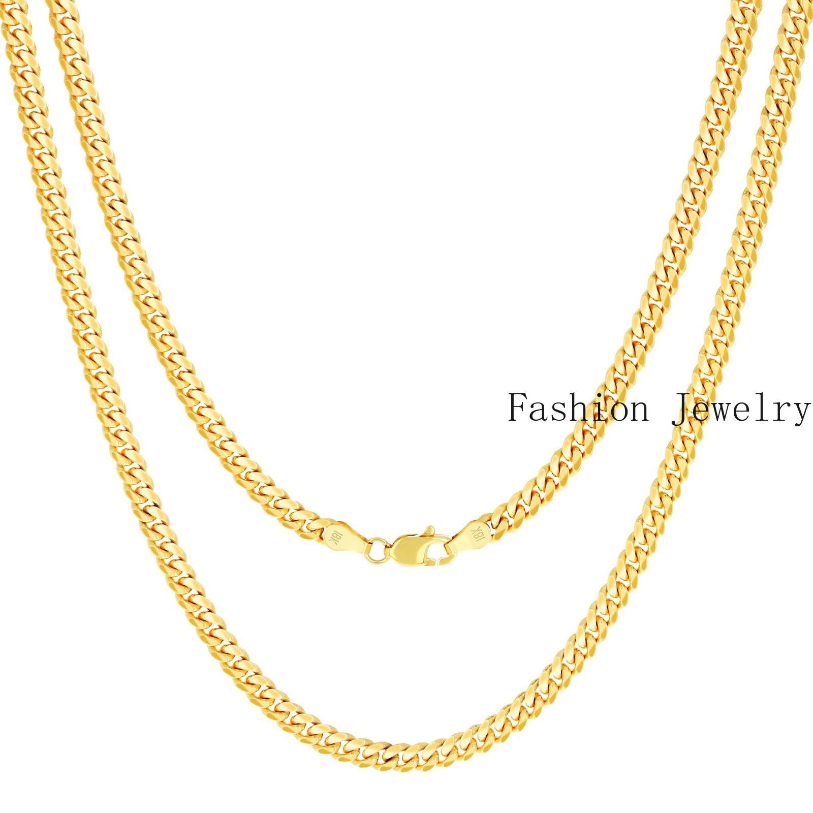 18K Yellow Gold Solid 2.7mm-7mm Miami Cuban Chain Necklace Mens Womens 16″-30″