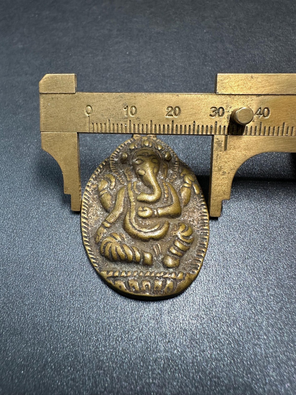 Vintage Brass Ganesha Pendant, Hindu Elephant God Amulet, Nepal Ganesh Charm, S