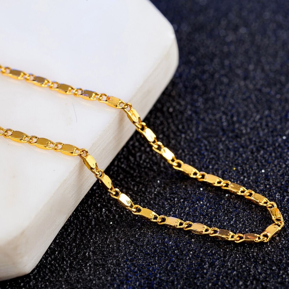 2mm Men Woman 925 Silver Plated Flat Sequins Sparkling Chain Necklace 16-30”