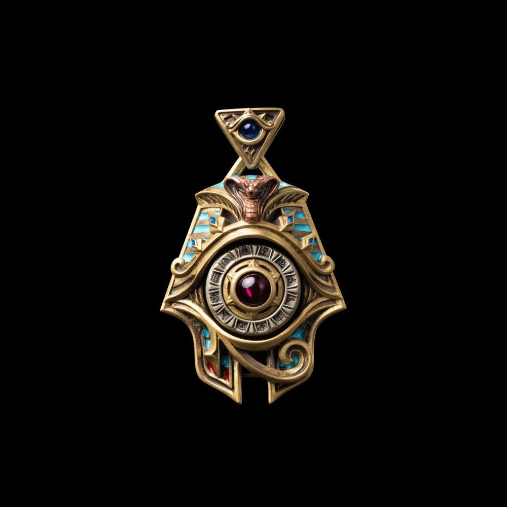 Eye of Horus Spinner Pendant, Egyptian Jewelry Gifts for Men, Protection Amulet
